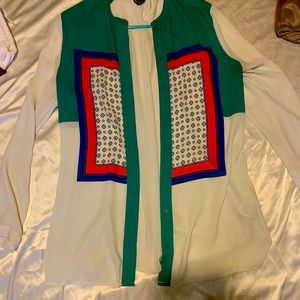 Multi color work/cocktail long sleeve blouse